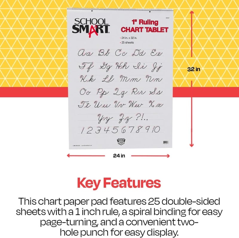 School Smart Chart Paper Pad, 32 x 24 Inches, 1 Inch Rule, 25 Sheets - Image 3